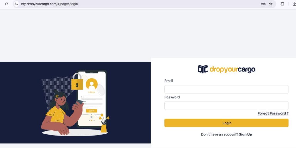 sign up dropyourcargo